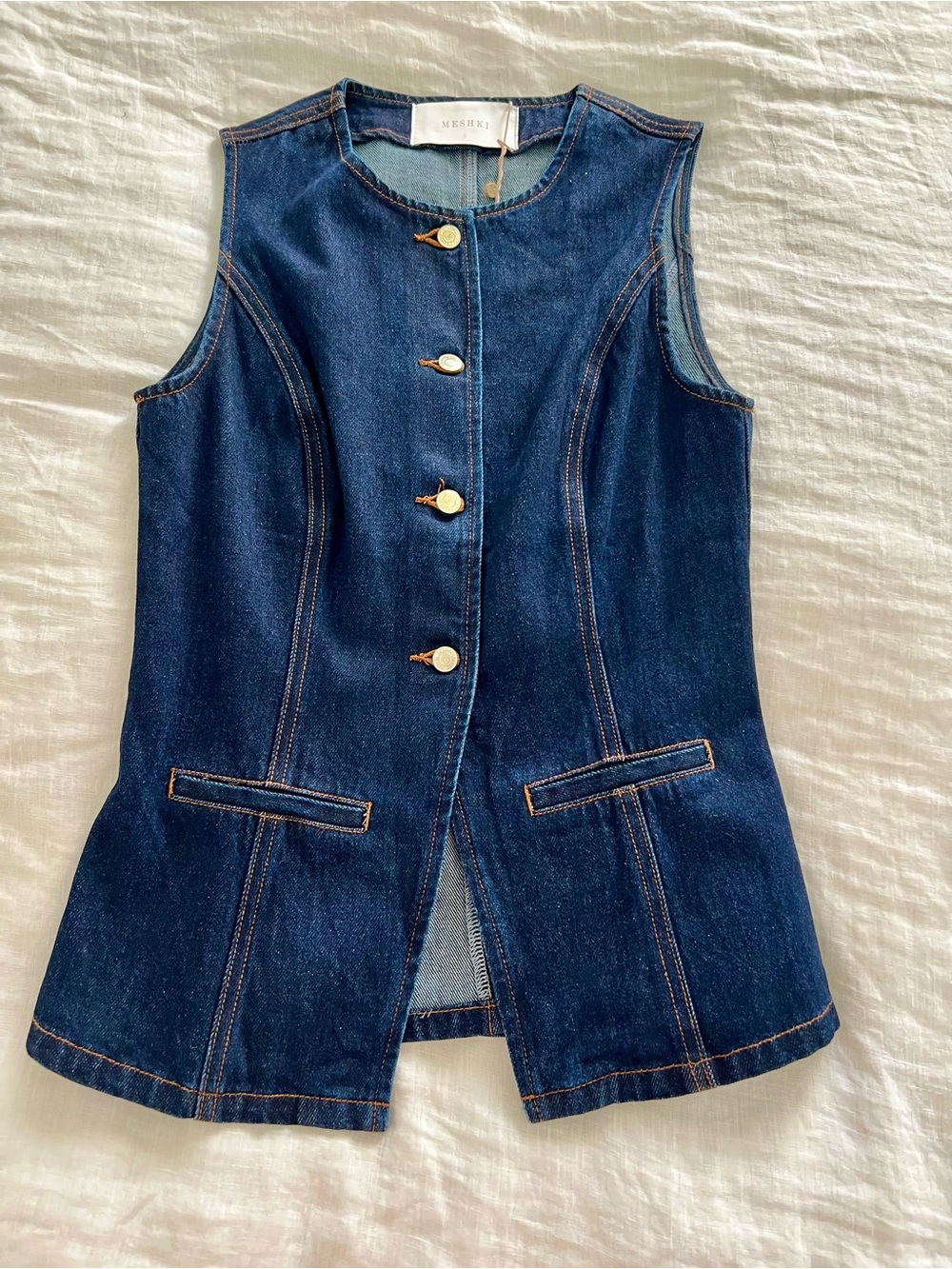 Meshki Indigo Blue Abel Denim Button Up Top